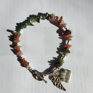 Watermelon Tourmaline Bracelet w/Paw Print